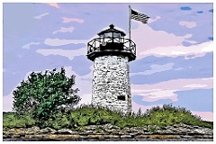 Sun Setting Behind Ladies Delight Lighthouse on Lake Cobbosseeco